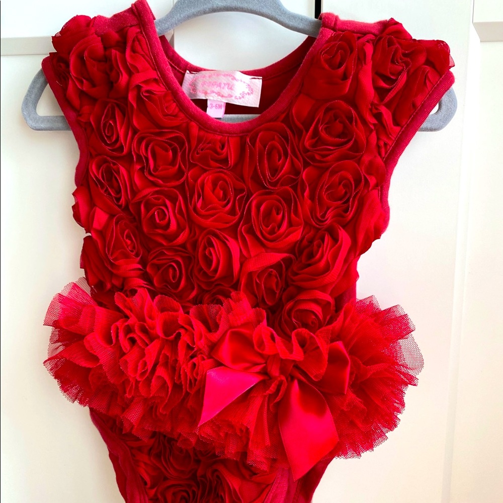 Popatu Red Rosette Onesie (3-6 mos)